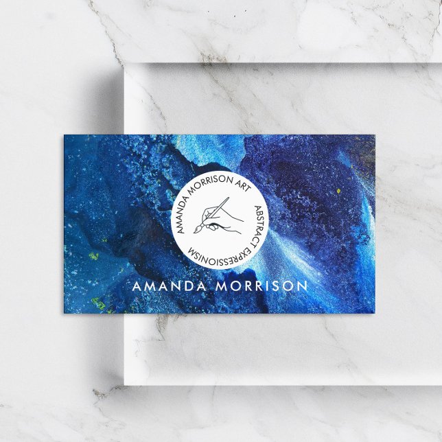 Modern Artist Painter Circle Hand Logo Business Card (Creator Uploaded)