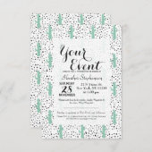 Modern Artistic Abstract Cactus and Triangles Invitation (Front/Back)