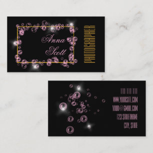 Modern artistic abstract gold black pink bubbles business card