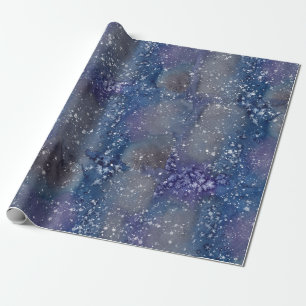 Modern Artistic Abstract Painting Snowy Night Sky Wrapping Paper