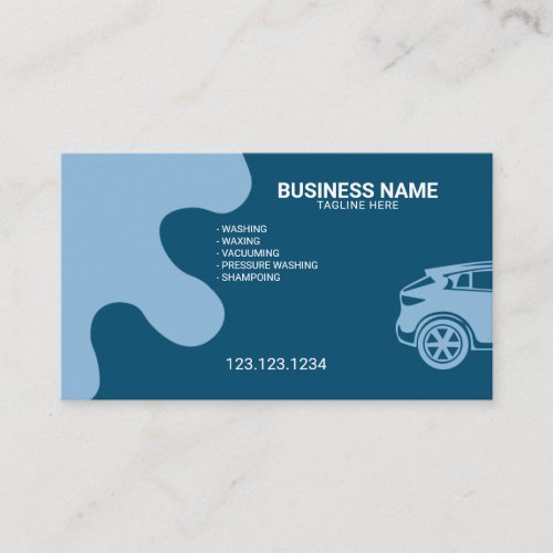 Modern Artistic Blue Mobile Car Wash and Detailing Business Card
