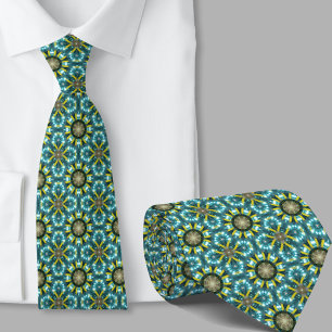 Modern Artistic Blue Teal Pattern Necktie