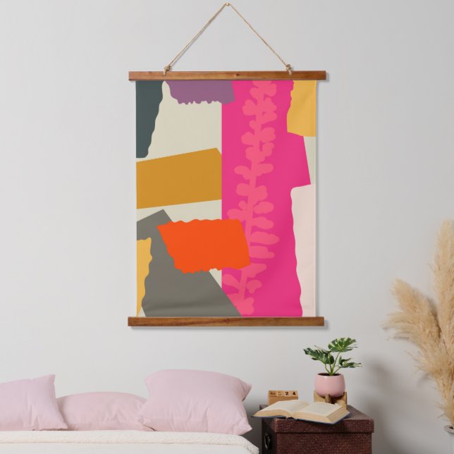 Modern Artistic Botanical Silhouette Color Blocks  Hanging Tapestry (Bedroom)
