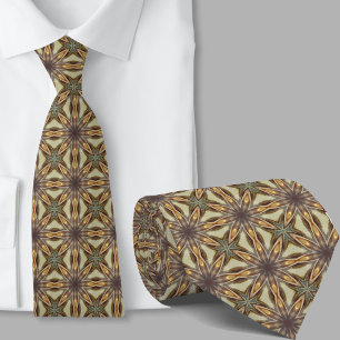 Modern Artistic Brown Geometric Pattern Necktie