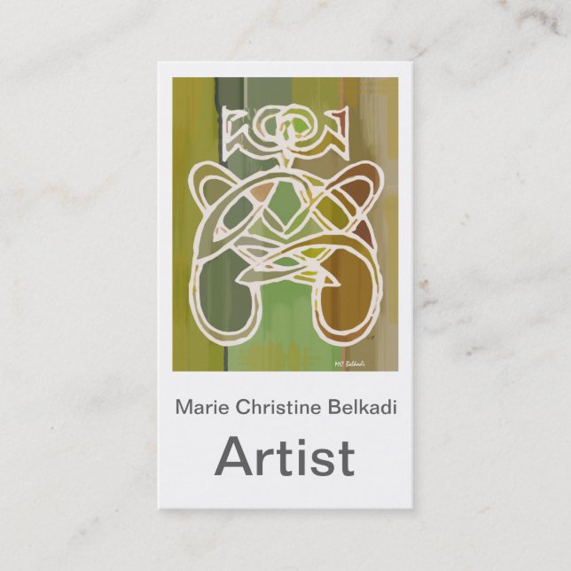Modern Artistic Business Green Abstract  Card (Front)