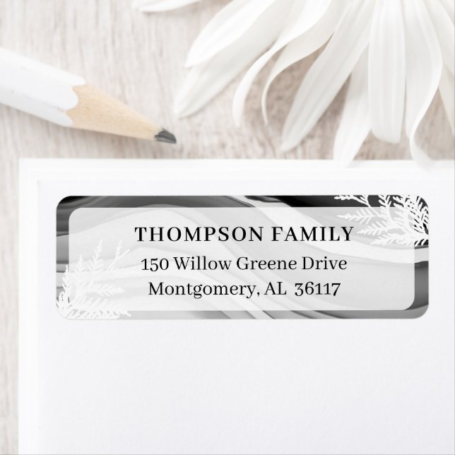 Modern & Artistic Cedar Leaf & Japandi Black Ink Label (Insitu)