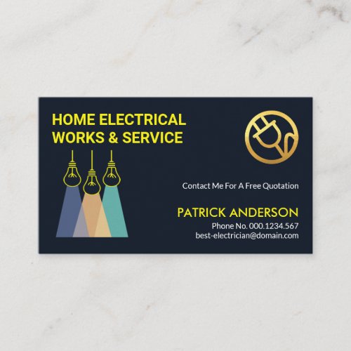 Modern Artistic Colorful Light Bulbs Electrician Business Card