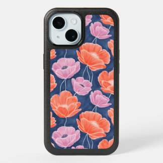 Modern Artistic Coral Pink Poppies Floral iPhone 15 Case