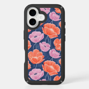 Modern Artistic Coral Pink Poppies Floral iPhone 16 Case