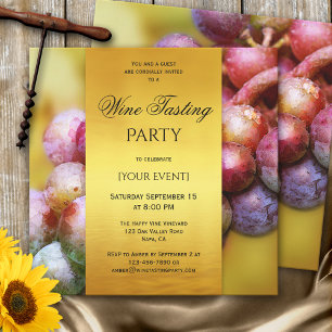 Modern Artistic Gold Wine Tasting Invitation