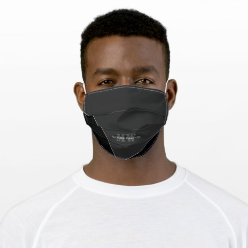 Modern Artistic Gray Black Monogram Adult Cloth Face Mask