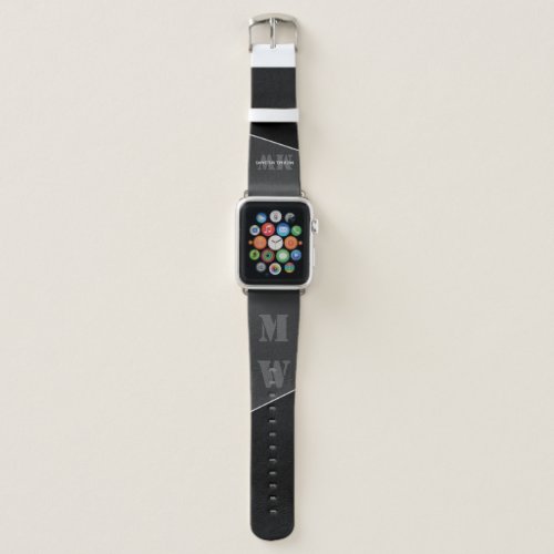 Modern Artistic Gray Black Monogram Apple Watch Band
