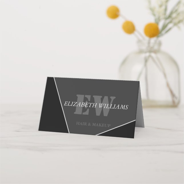 Modern Artistic Gray Black Monogram Appointment Ca Card (Front)