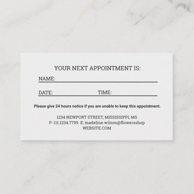 Modern Artistic Gray Black Monogram Appointment Card (Back)