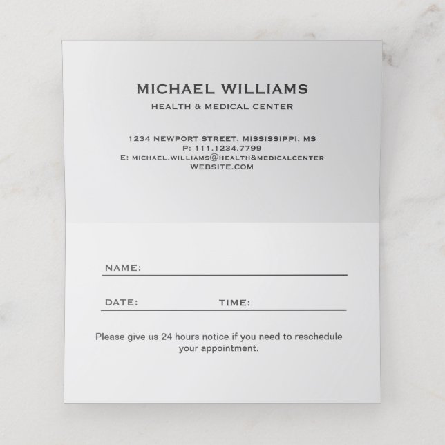 Modern Artistic Gray Black Monogram Appointment Card (Inside Unfolded)