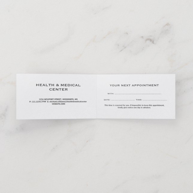 Modern Artistic Gray Black Monogram Appointment Card (Inside Unfolded)