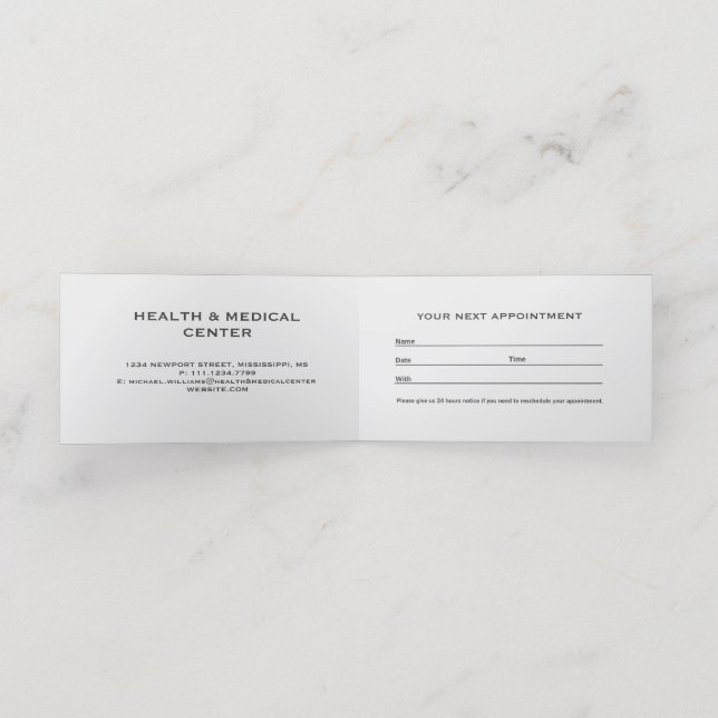 Modern Artistic Gray Black Monogram Appointment Card (Inside Unfolded)