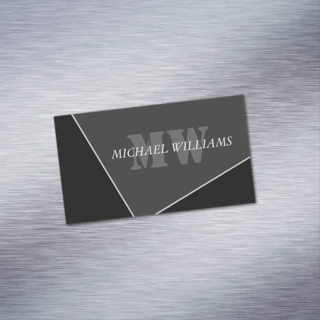 Modern Artistic Gray Black Monogram Business Card (In Situ)