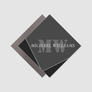 Modern Artistic Gray Black Monogram Car Magnet