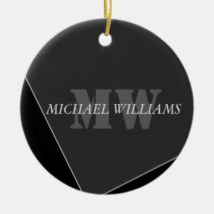 Modern Artistic Gray Black Monogram Ceramic Ornament