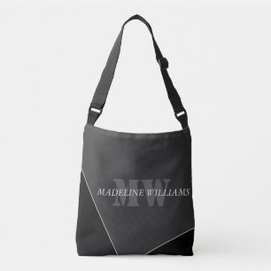 Modern Artistic Gray Black Monogram Crossbody Bag