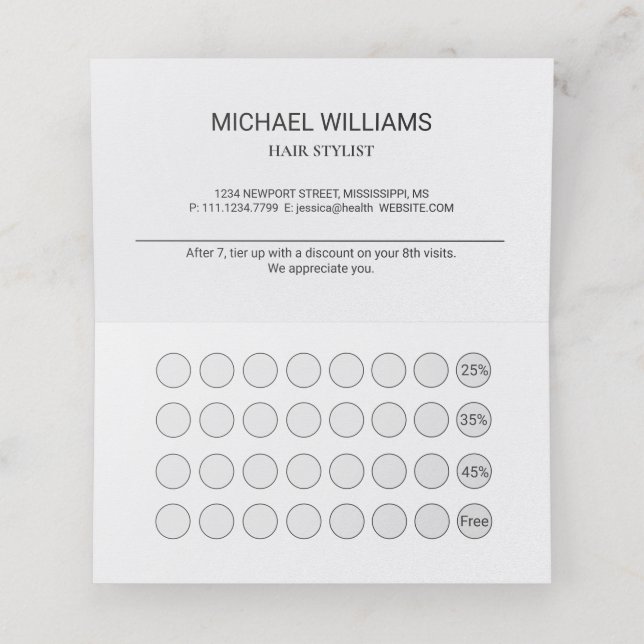 Modern Artistic Gray Black Monogram Loyalty Card (Inside Unfolded)