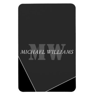Modern Artistic Gray Black Monogram Magnet