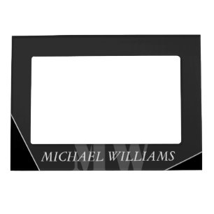 Modern Artistic Gray Black Monogram Magnetic Frame