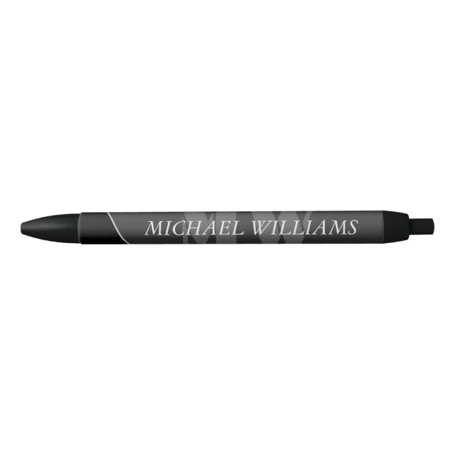 Modern Artistic Gray Black Monogram Pen (Front)