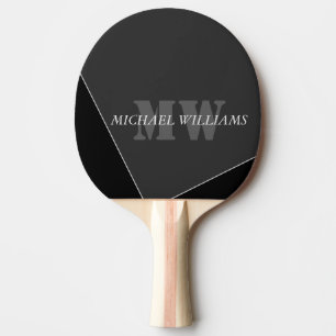 Modern Artistic Gray Black Monogram Ping Pong Paddle