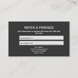 Modern Artistic Gray Black Monogram Referral Card