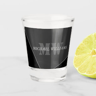 Modern Artistic Gray Black Monogram Shot Glass