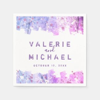 Modern Artistic Grunge Pink and Purple Wedding Napkins