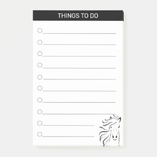 Modern artistic horse silhouette in black & white post-it notes