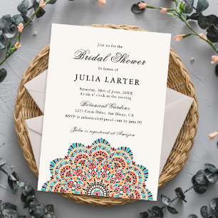 Modern Artistic Motif Style Mandala Bridal Shower Invitation