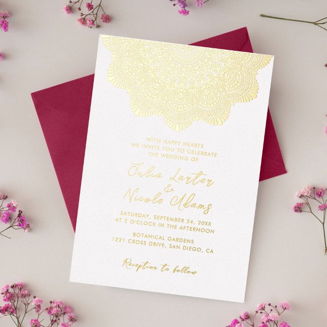 Modern Artistic Motif Style Mandala Wedding Foil Invitation (Creator Uploaded)