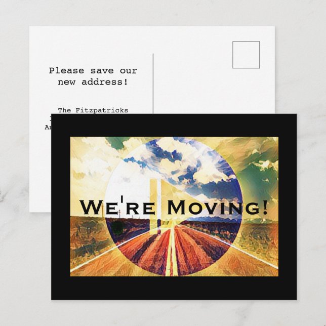 Modern Artistic Moving Announcement New Address Postcard (Front/Back)