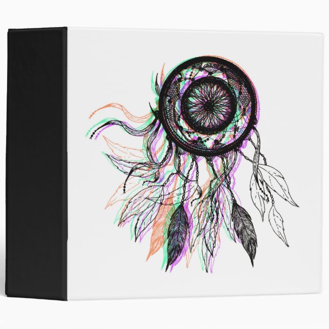 Modern Artistic Native American Dreamcatcher 3 Ring Binder (Front/Spine)