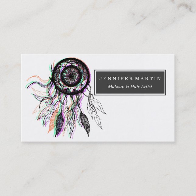 Modern Artistic Native American Dreamcatcher Business Card (Front)