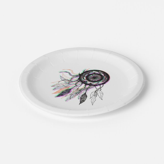 Modern Artistic Native American Dreamcatcher Paper Plates (Angled)