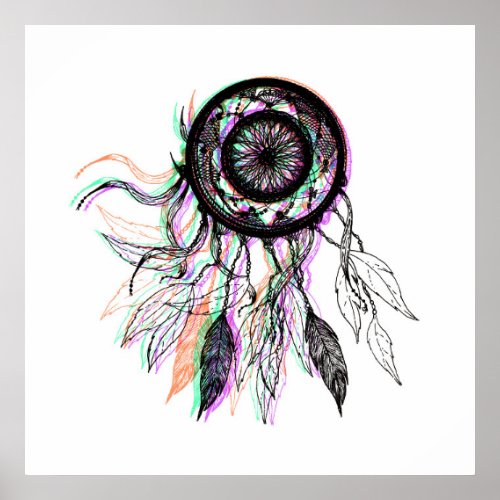 Modern Artistic Native American Dreamcatcher Poster