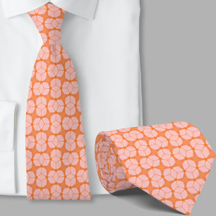 Modern Artistic Orange Geometric Pattern Necktie