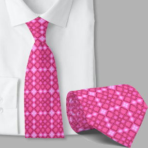 Modern Artistic Pink Geometric Pattern Necktie