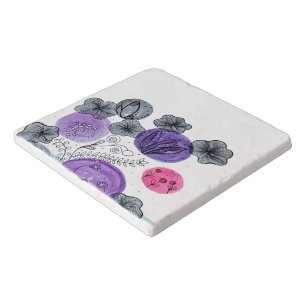 Modern Artistic Purple Watercolor Marble Trivet