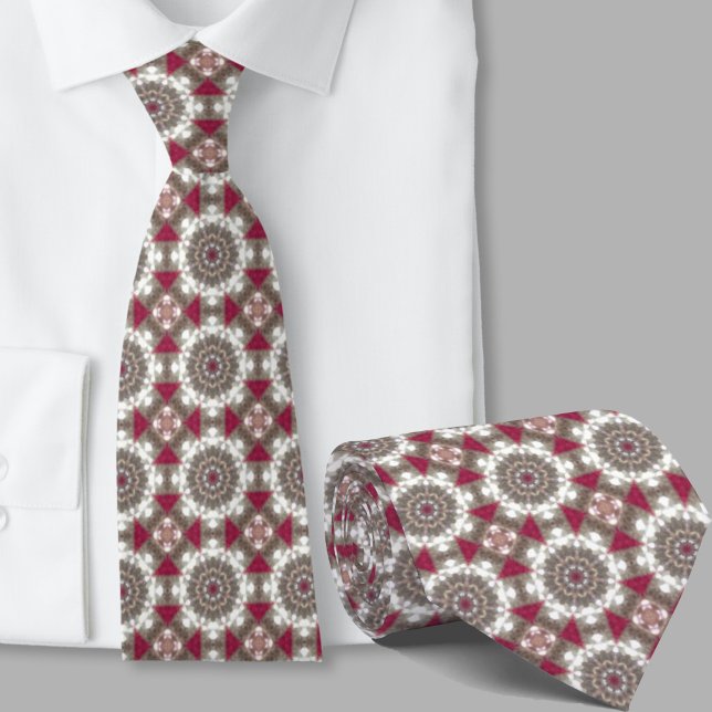 Modern Artistic Red Geometric Pattern Necktie (Creator Uploaded)