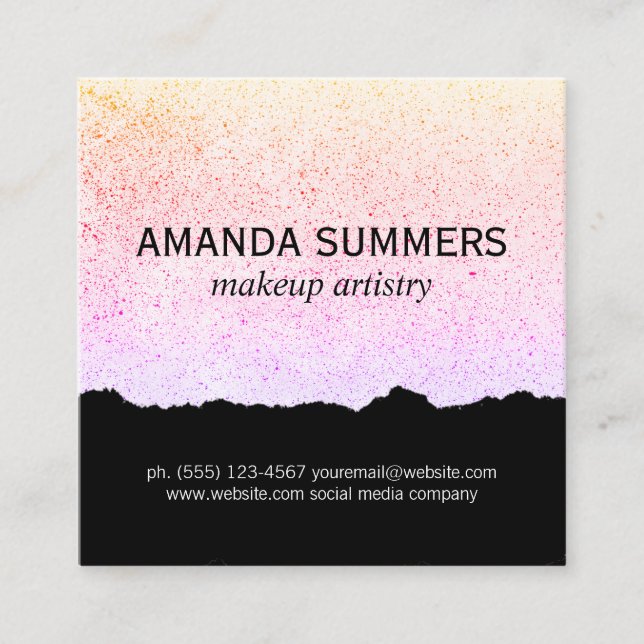 Modern Artistic Speckled Square Business Card (Front)