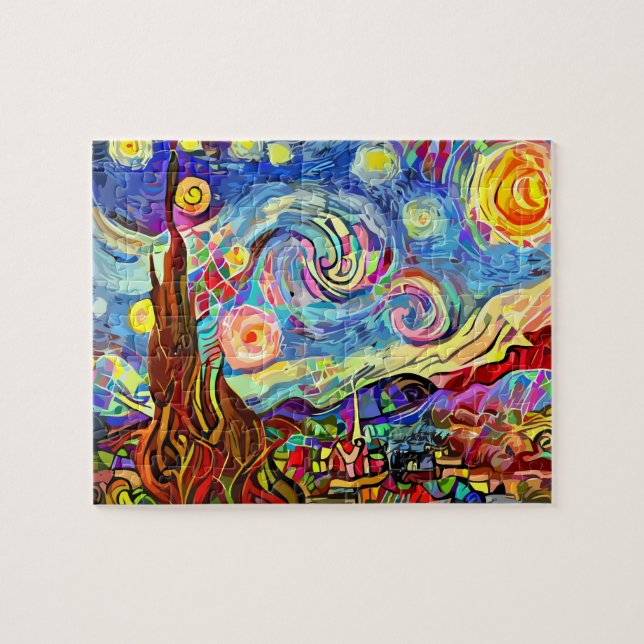 Modern Artistic Starry Night Painting Jigsaw Puzzle (Horizontal)