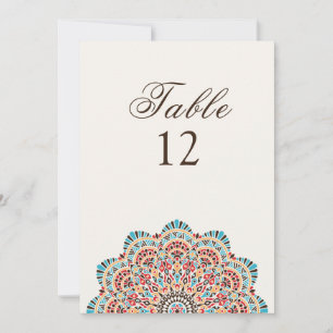 Modern Artistic Style Mandala Wedding Table Number
