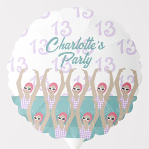 Modern Artistic Swimmers 13th Birthday Party Balloon