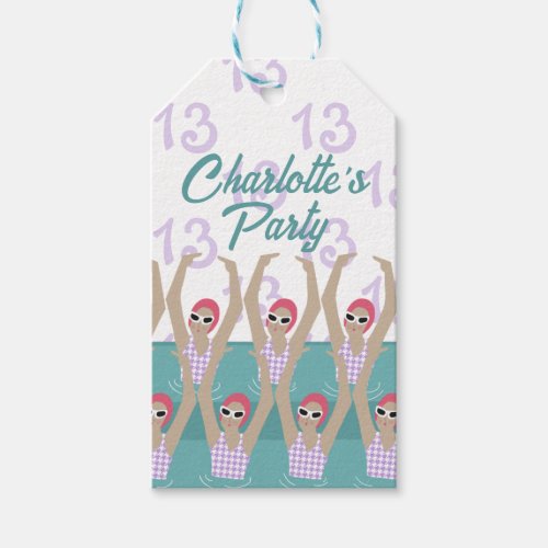 Modern Artistic Swimmers 13th Birthday Party Gift Tags